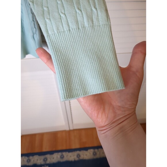 Old Navy V‎ Neck Cable Knit Sweater Womens XXL Mint Green Academia Spring EUC - Picture 4 of 10